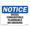 Signmission OSHA Notice Sign, 10" H, 14" W, Aluminum, Diesel Combustible Flammable No Smoking Sign, Landscape OS-NS-A-1014-L-10988